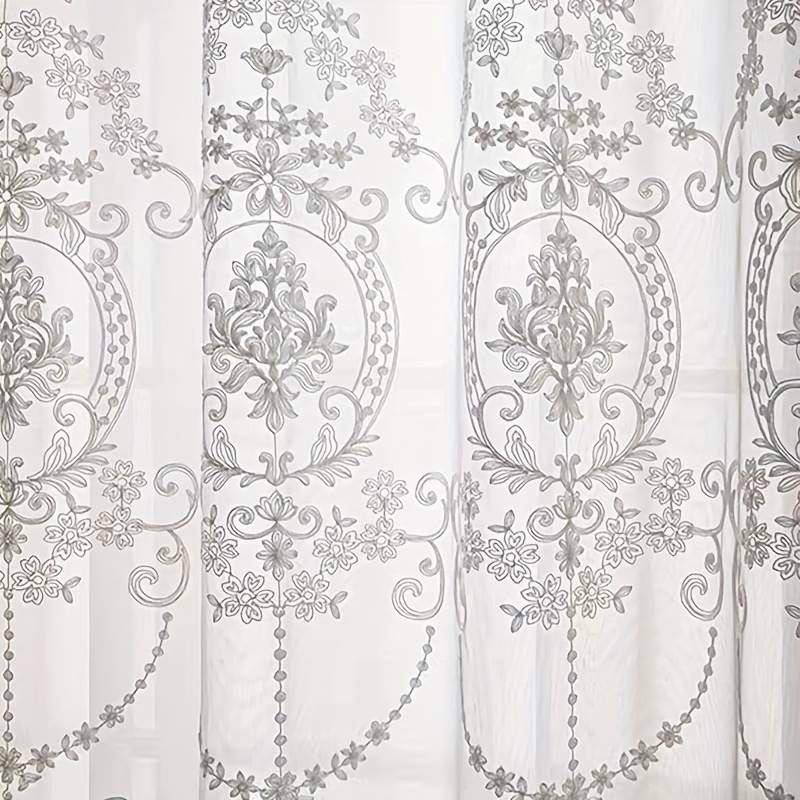 Curtain Sheer Voile - 1 Stück Weißer Bestickter Transparenter Vorhang