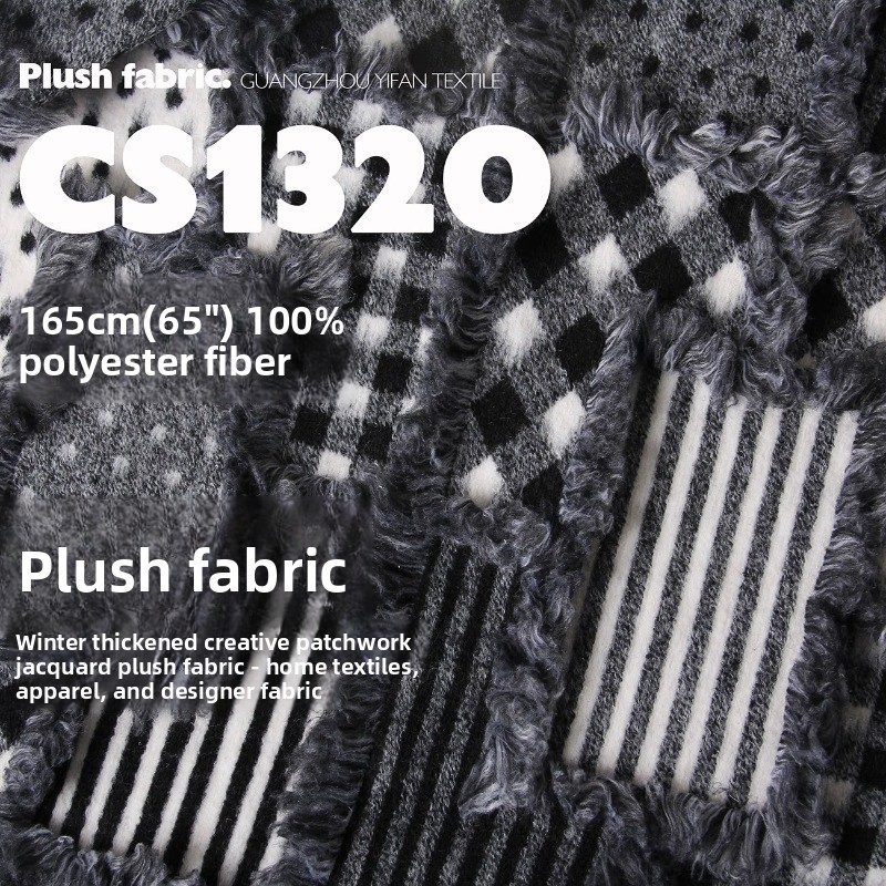 Home Fashion Textiles - Winterdicker, weicher Jacquard-Plüschstoff für Heimtextilien, Mäntel,