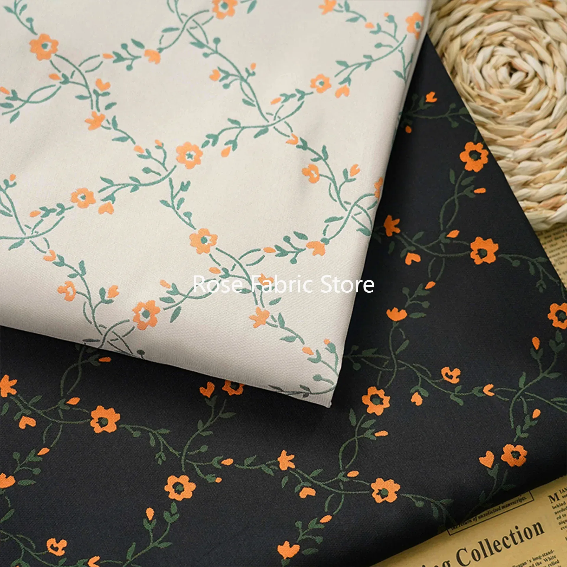 Home Fashion Textiles - 1 Meter langer, mit Blumen garngefärbter