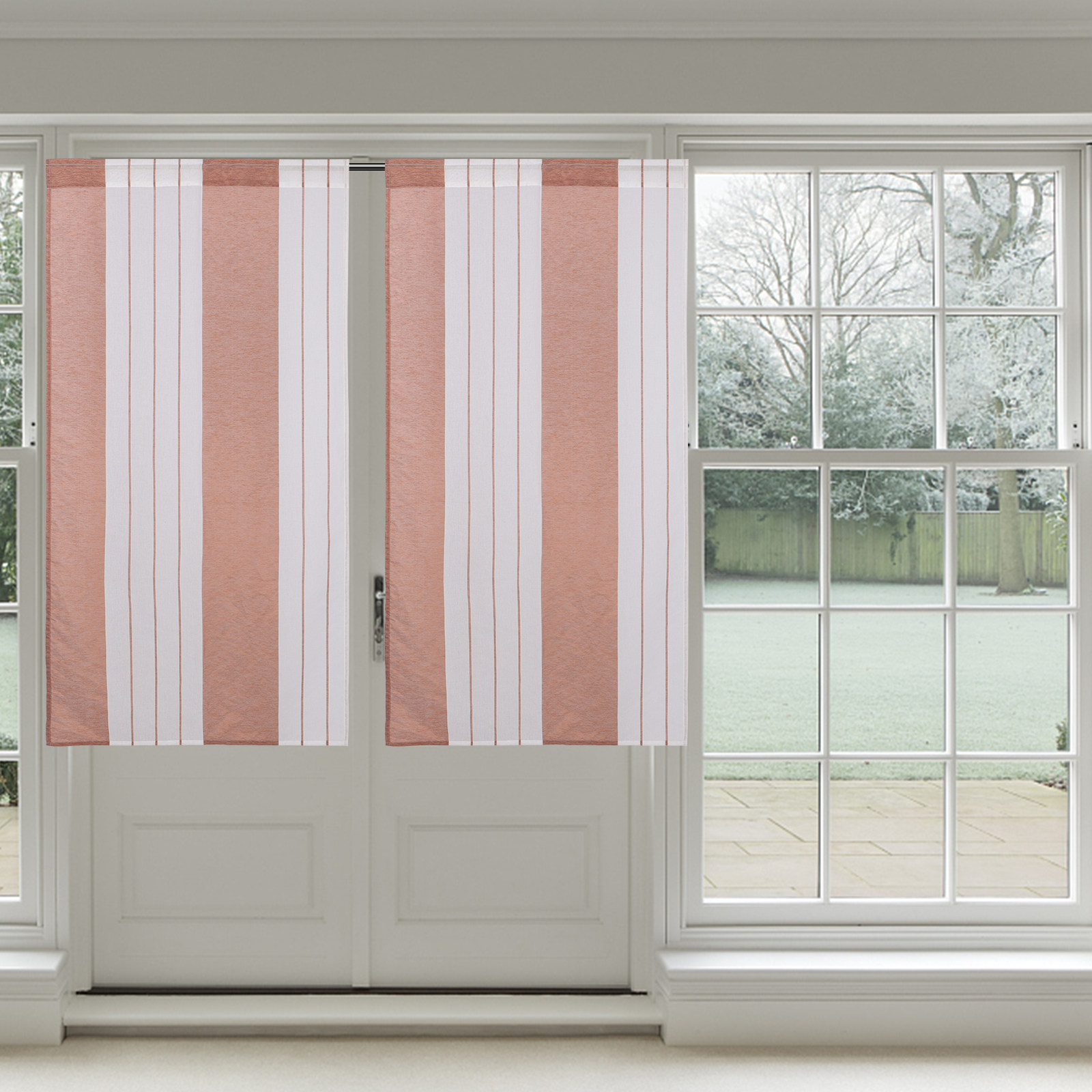 Curtain Sheer Voile - Mehrfarbige gestreifte Fensterdekoration Voile-Vorhänge, transparenter, minimalistischer