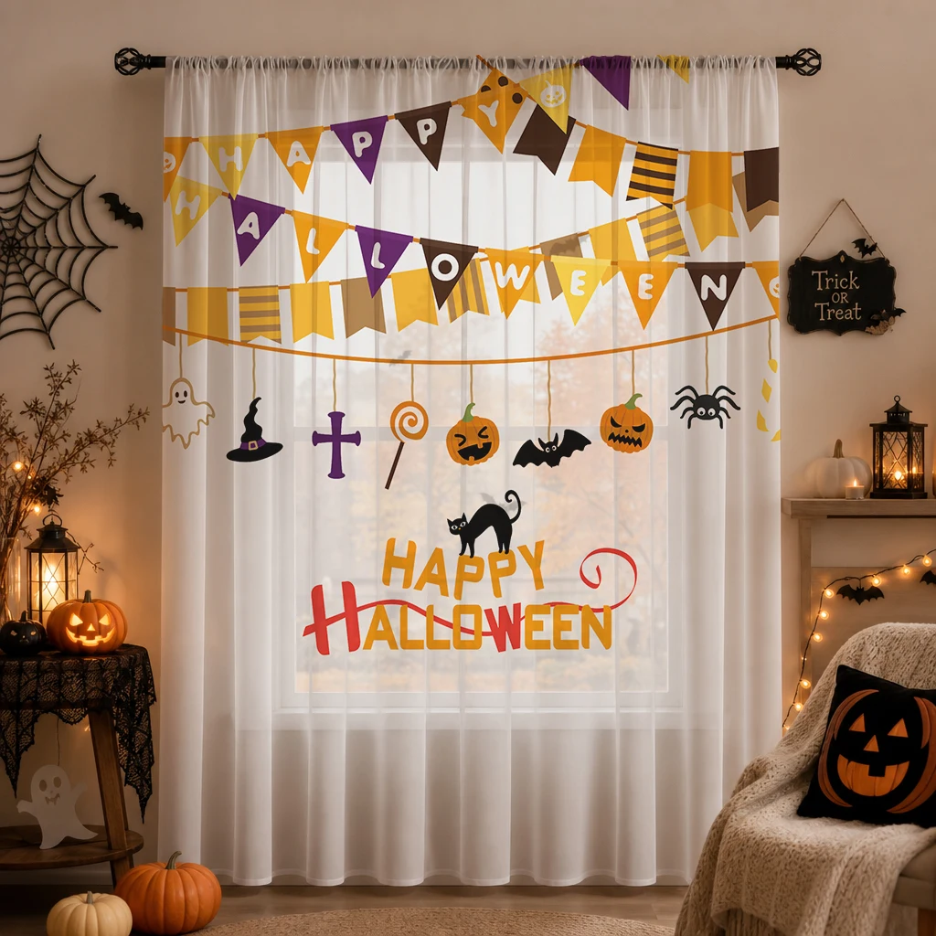 Halloween-Festival-Gardine, ho – Curtain Sheer Voile Bewertung und Preis