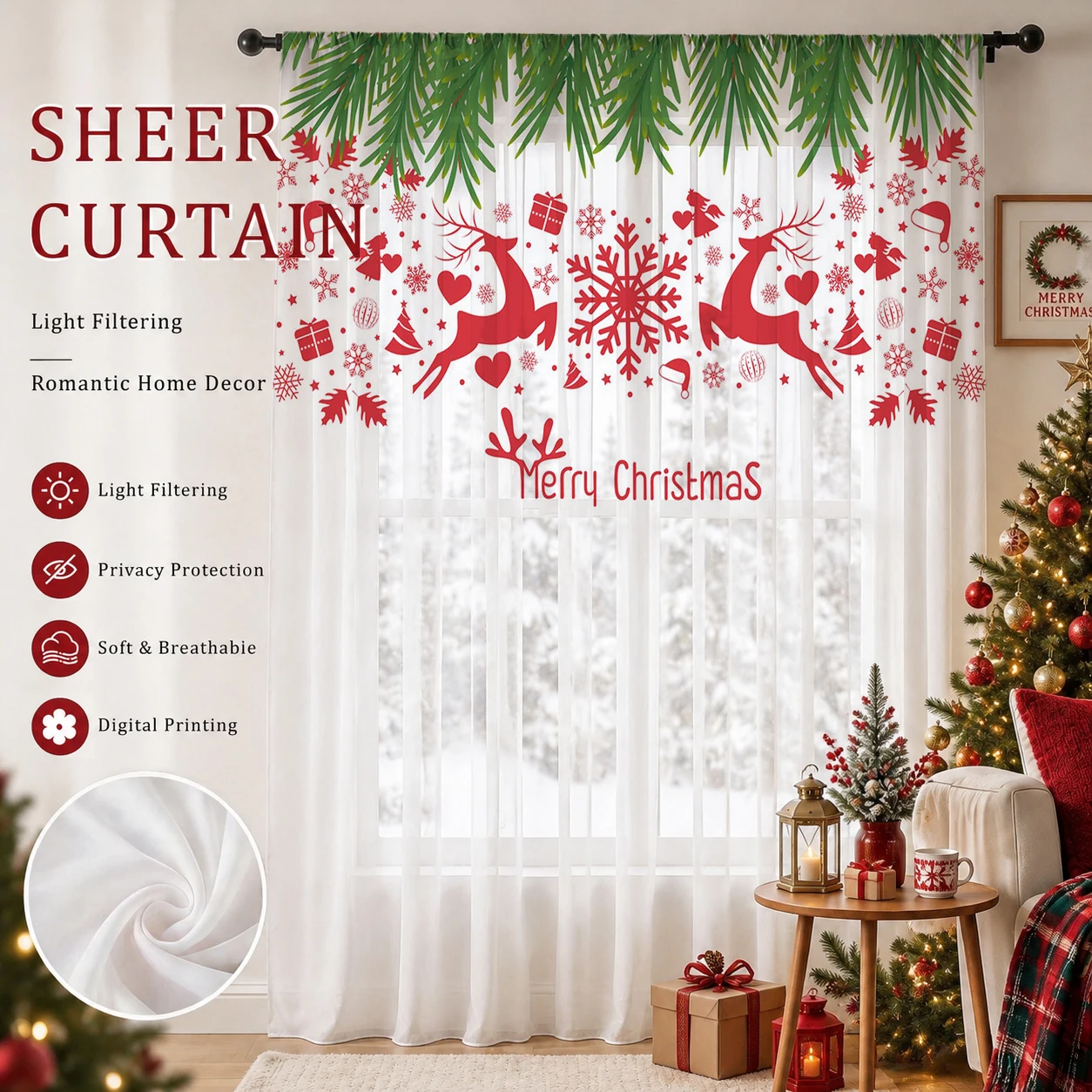 Transparenter Weihnachtsvorhan – Curtain Sheer Voile Bewertung und Preis
