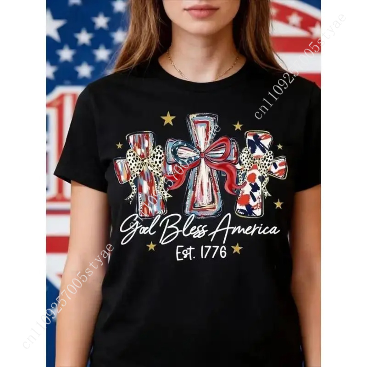 God Bless America Damen-T-Shir – Quilt Cotton Summer Bewertung und Preis