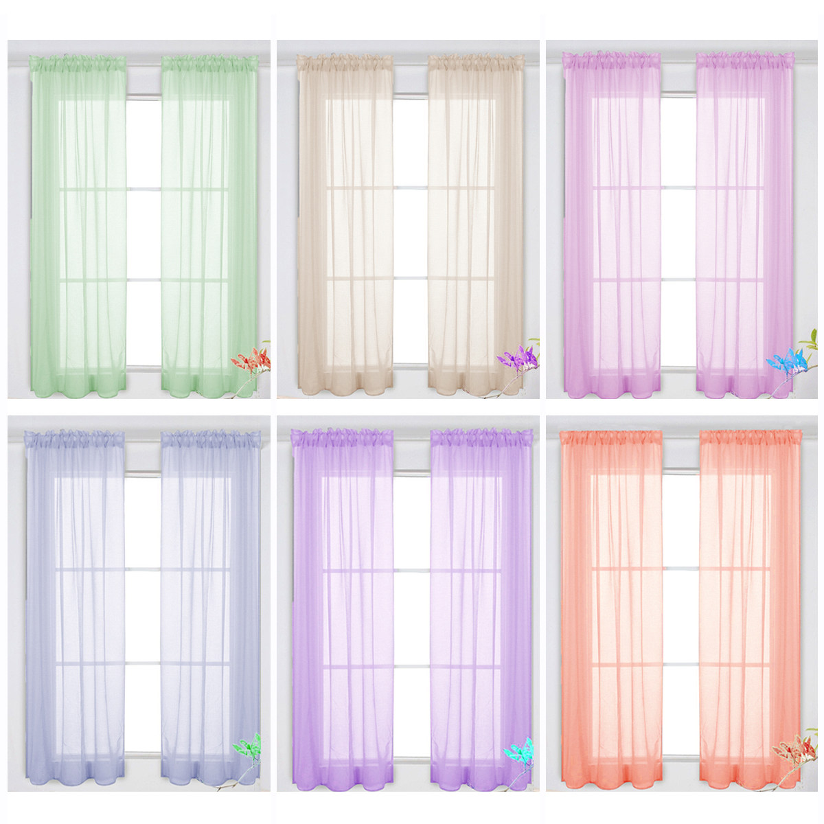 Einfarbige, transparente Fenst – Curtain Sheer Voile Bewertung und Preis