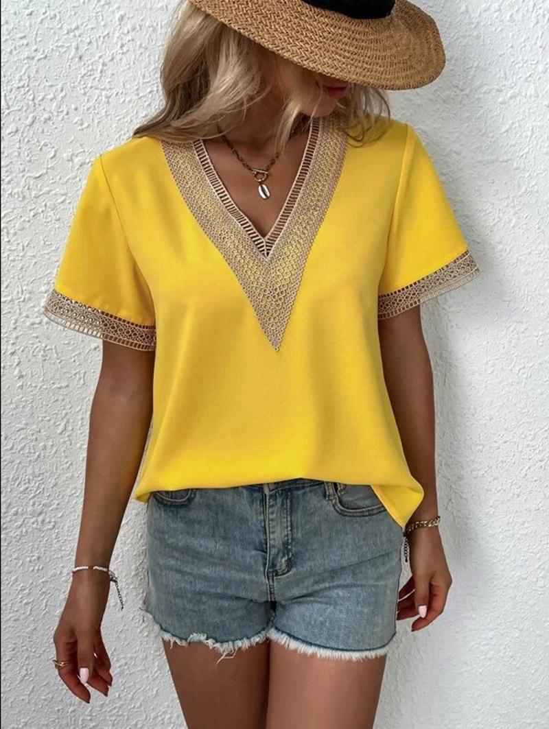 Elegante Bluse, modisch, kurzä – Quilt Cotton Summer Bewertung und Preis
