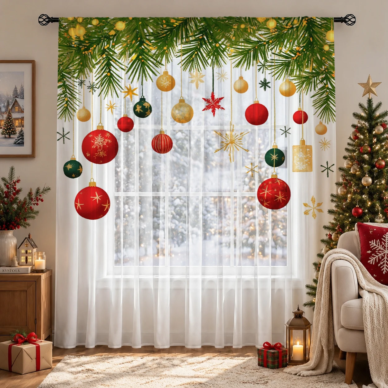 Weihnachtlicher Farbverlauf-Si – Curtain Sheer Voile Bewertung und Preis