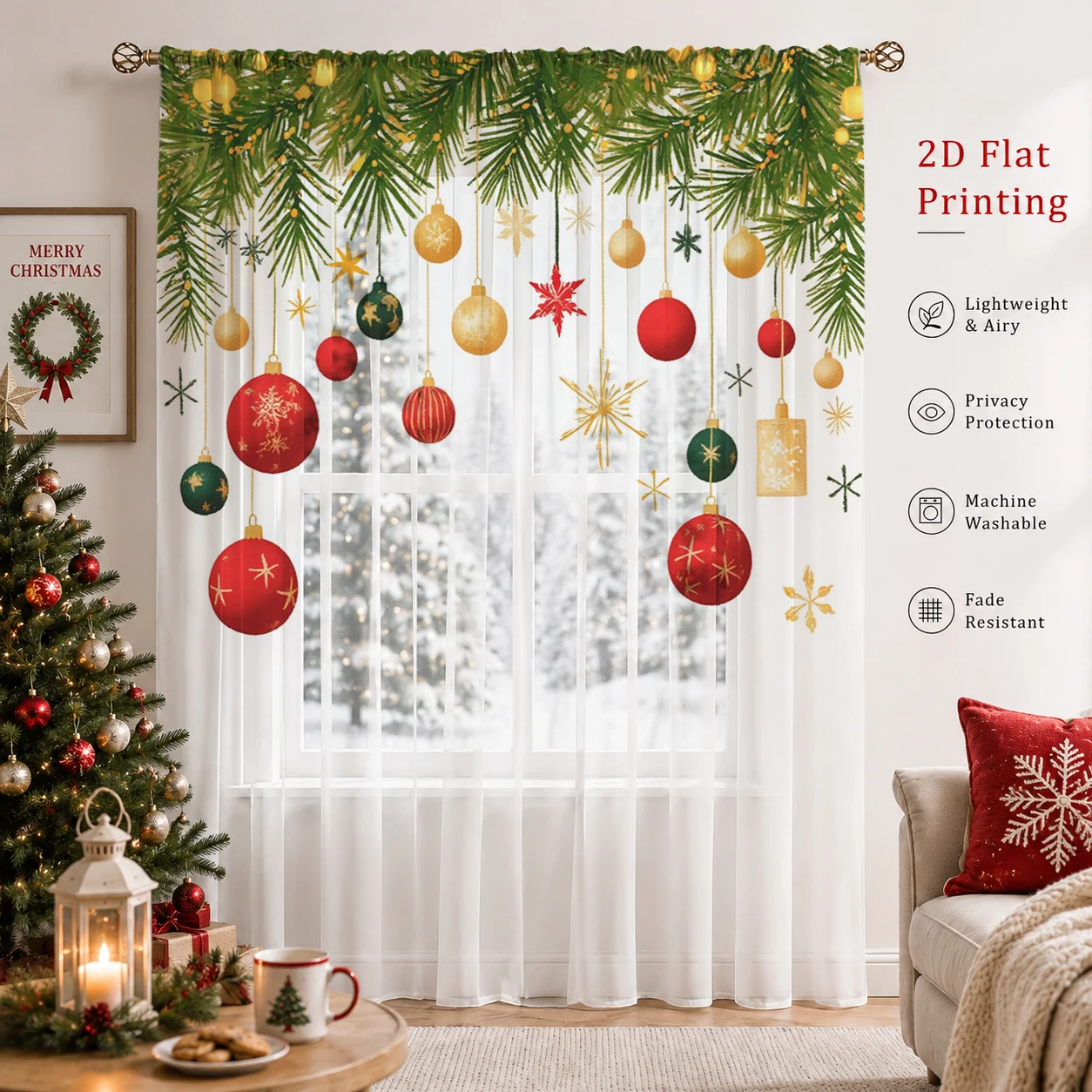 Weihnachtlicher Farbverlauf-Si – Curtain Sheer Voile Bewertung und Preis