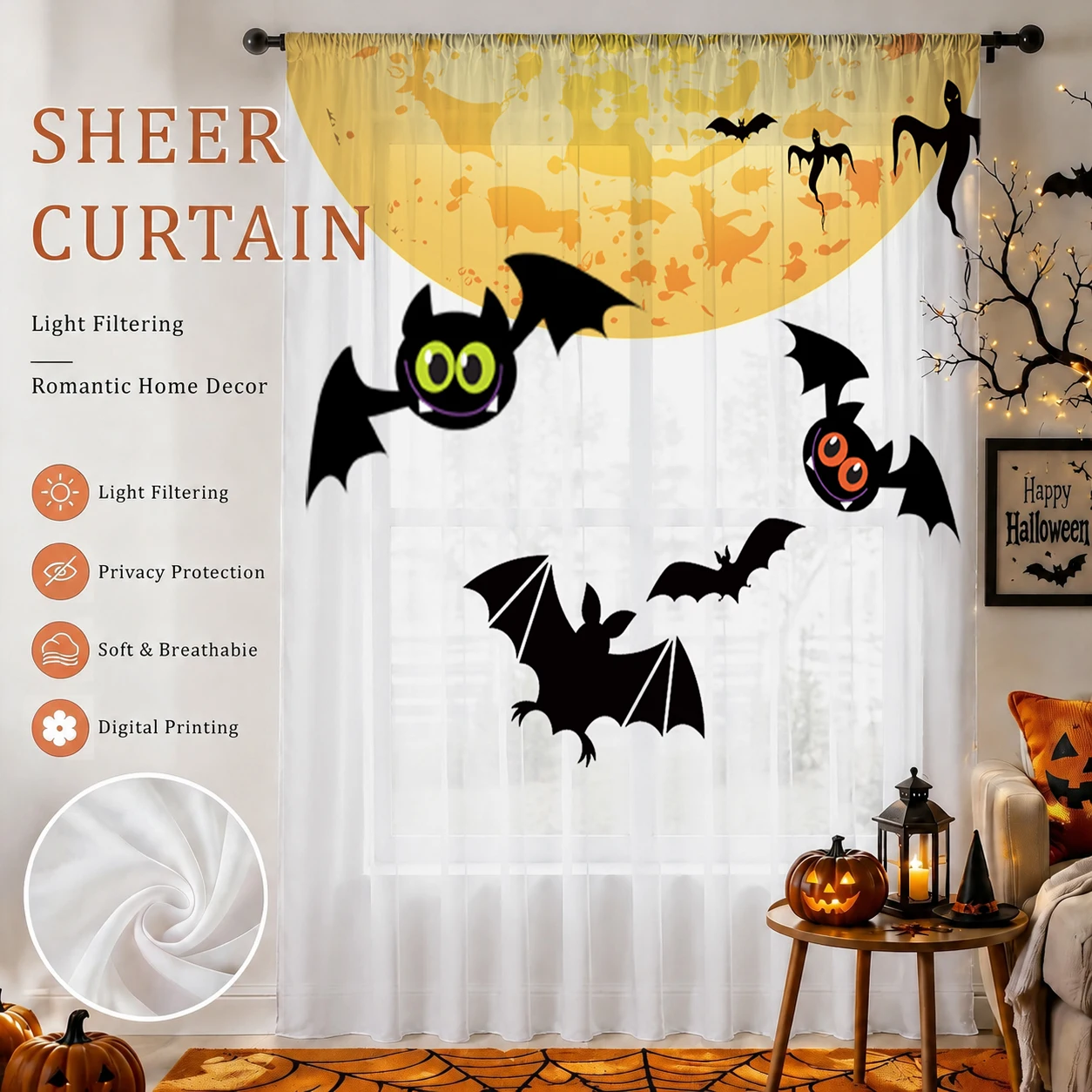 Halloween-Tag Farbverlauf Tran – Curtain Sheer Voile Bewertung und Preis